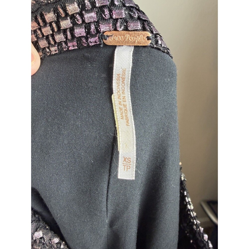 Free People Diamonds Are Forever Irridescent Metallic Puff Sleeve Mini Dress XS - Picture 10 of 14